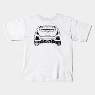 Civic Type R Back View Line Art Kids T-Shirt